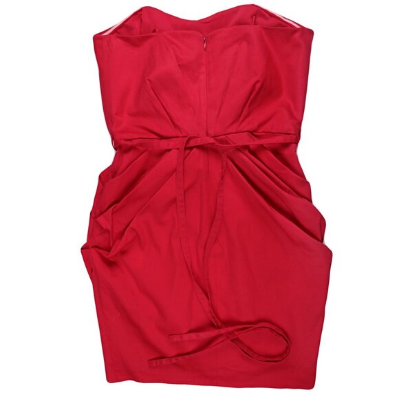 Badgley Mischka Red Strapless Dress by Mark & James Waist Bow Sequins Cotton NEW - Picture 13 of 13